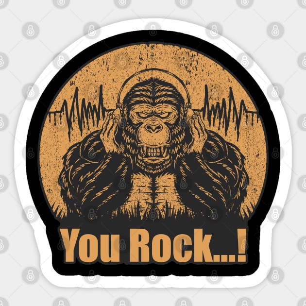 Bigfoot Retro Rock Sticker by puffstuff